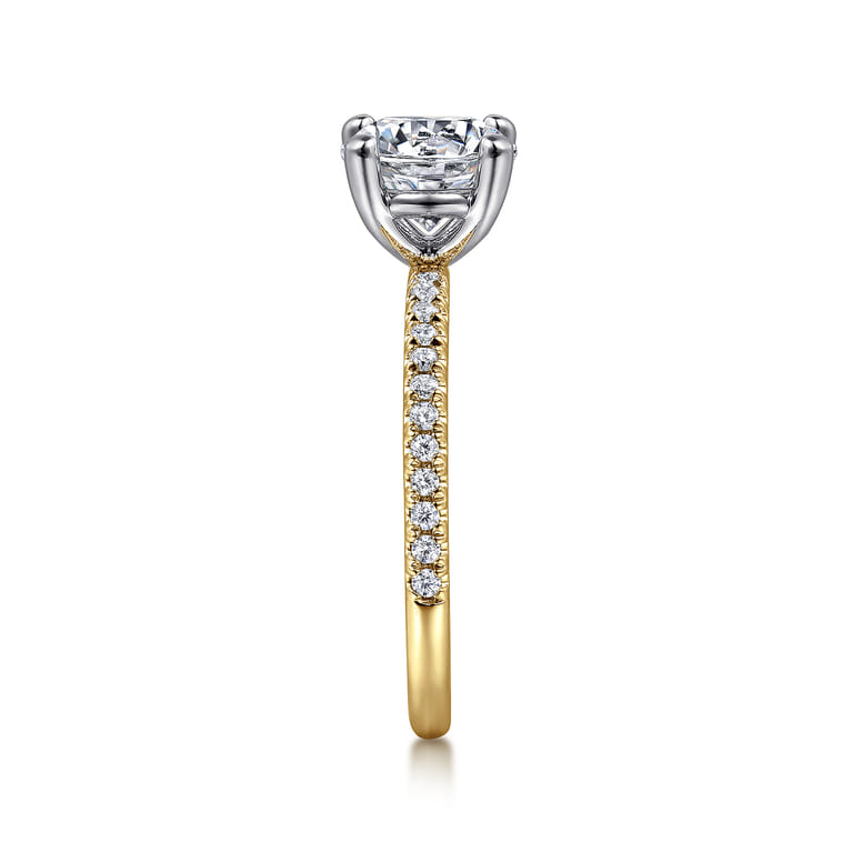 Evelyn - 14K White-Yellow Gold Round Diamond Engagement Ring - 0.18 ct - Shot 4