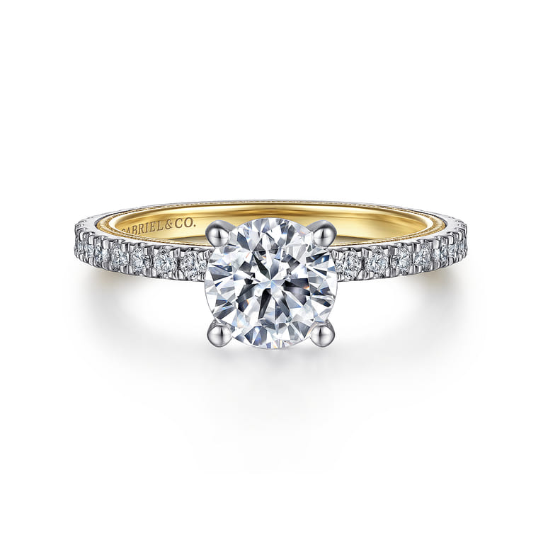 Love - 14K White-Yellow Gold Diamond Engagement Ring - 0.43 ct - Shot 1
