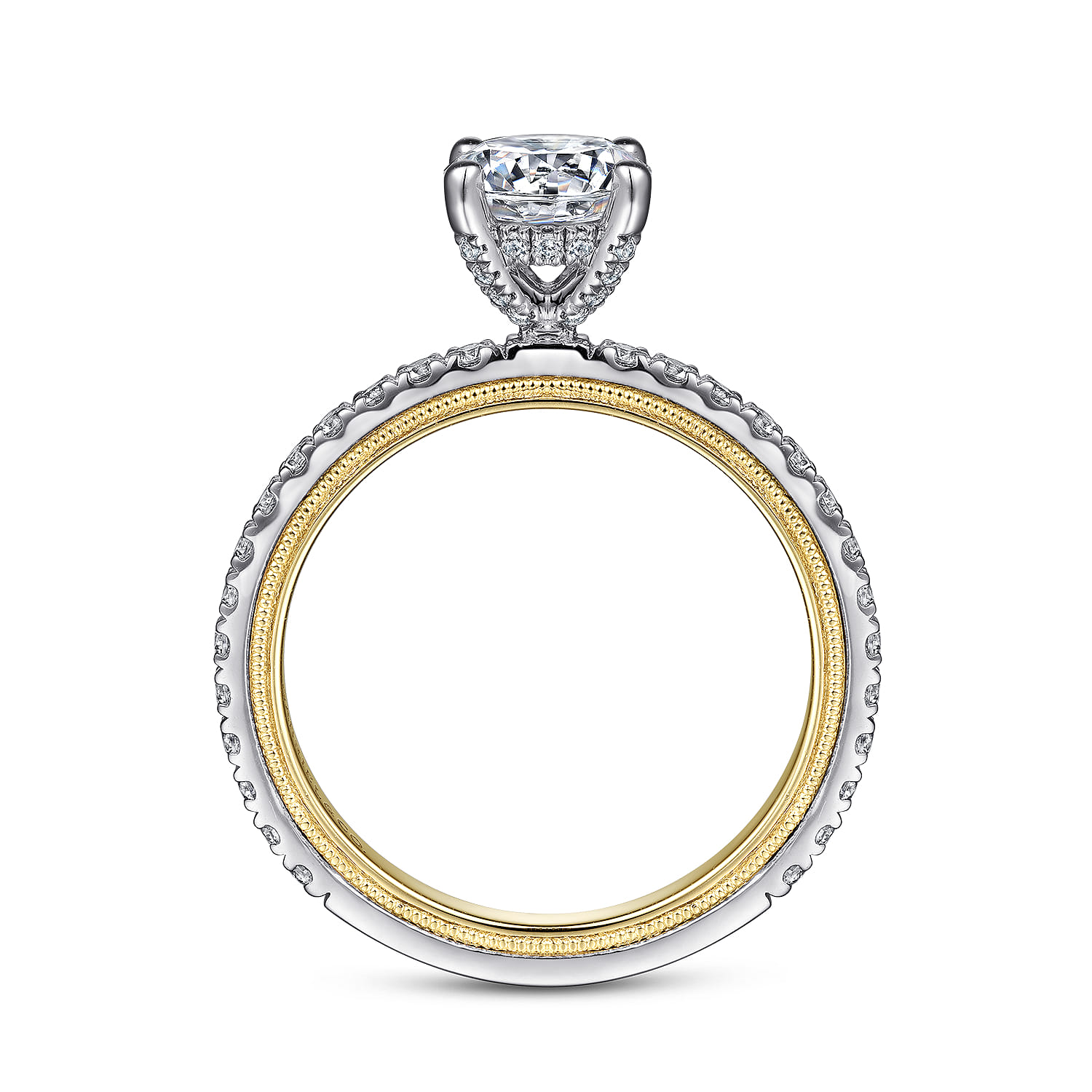 Love - 14K White-Yellow Gold Diamond Engagement Ring - 0.43 ct - Shot 2