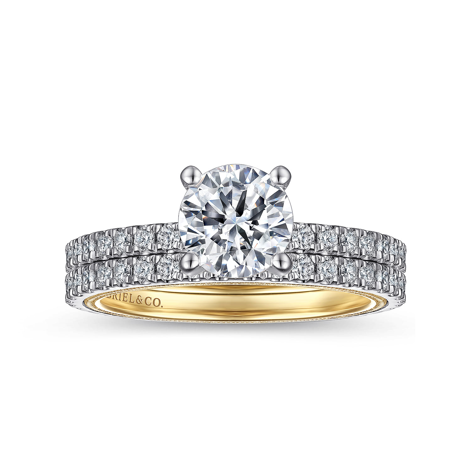 Love - 14K White-Yellow Gold Diamond Engagement Ring - 0.43 ct - Shot 4