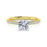 Emberlynn - 14K White-Yellow Gold Round Cut Diamond Engagement Ring - 0.15 ct