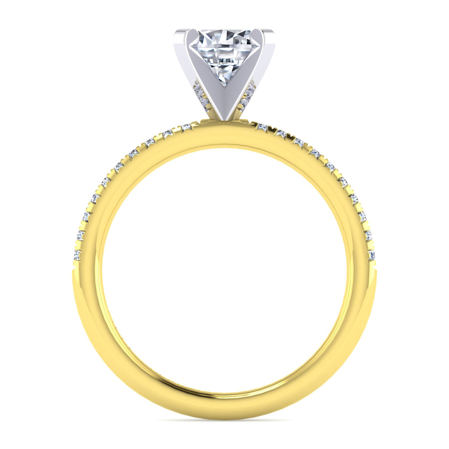 Emberlynn - 14K White-Yellow Gold Round Cut Diamond Engagement Ring - 0.15 ct - Shot 2
