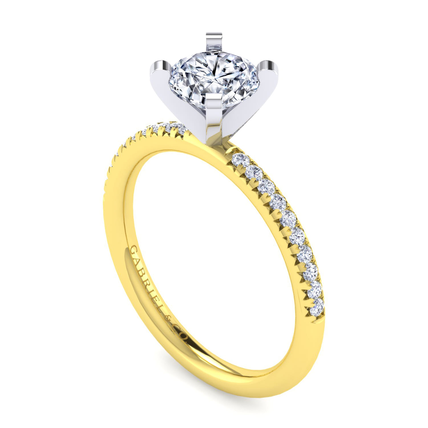 Emberlynn - 14K White-Yellow Gold Round Cut Diamond Engagement Ring - 0.15 ct - Shot 3