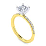 Emberlynn - 14K White-Yellow Gold Round Cut Diamond Engagement Ring - 0.15 ct