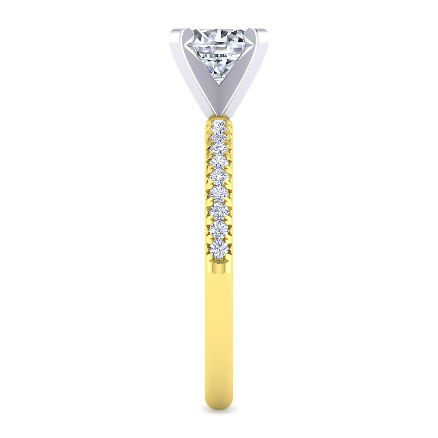 Emberlynn - 14K White-Yellow Gold Round Cut Diamond Engagement Ring - 0.15 ct - Shot 5