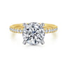 Stasia - 14K White-Yellow Gold Round Diamond Engagement Ring - 0.3 ct