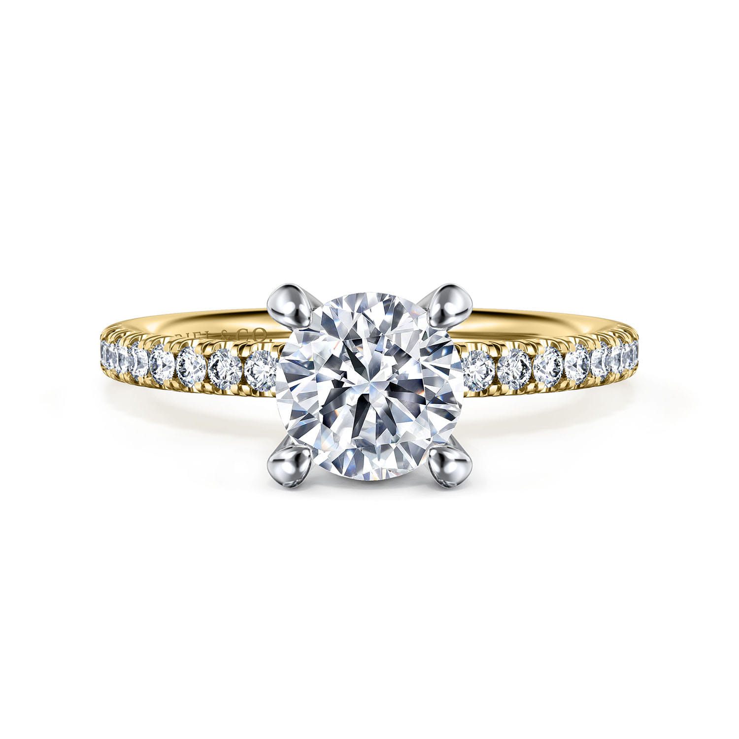 Stasia - 14K White-Yellow Gold Round Cut Diamond Engagement Ring - 0.25 ct - Shot 1
