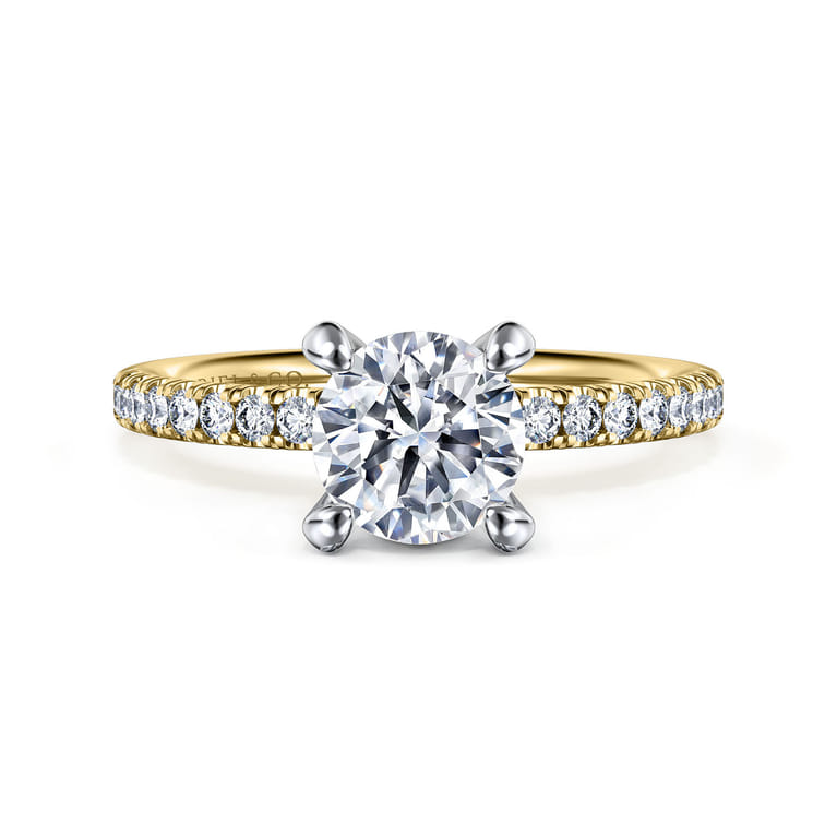Stasia - 14K White-Yellow Gold Round Cut Diamond Engagement Ring - 0.25 ct - Shot 1