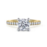 Stasia - 14K White-Yellow Gold Round Cut Diamond Engagement Ring - 0.25 ct