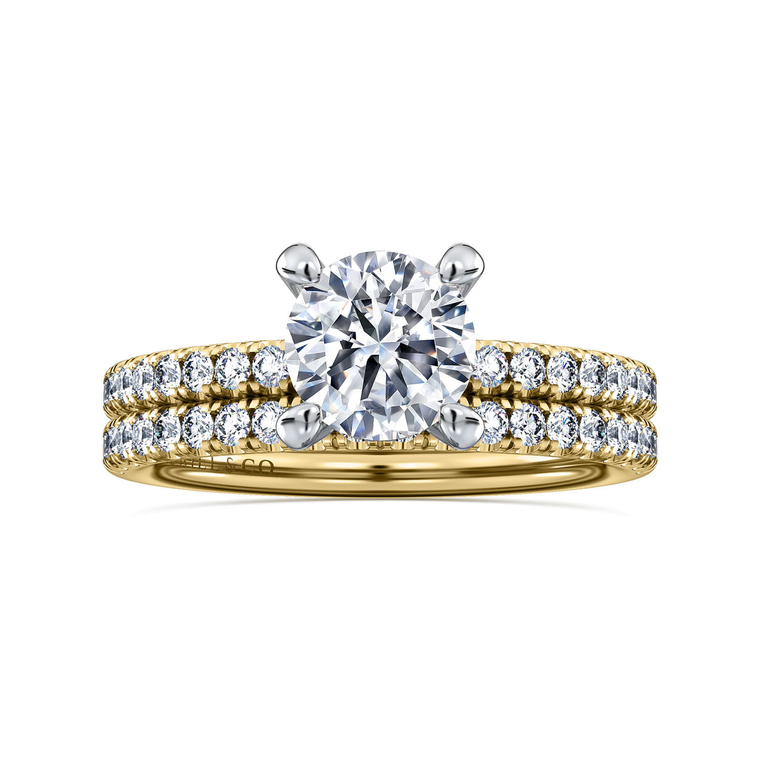 Stasia - 14K White-Yellow Gold Round Cut Diamond Engagement Ring - 0.25 ct - Shot 4