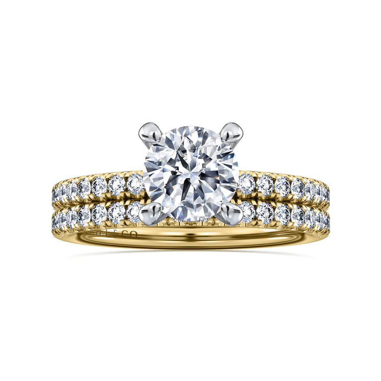 Stasia - 14K White-Yellow Gold Round Cut Diamond Engagement Ring - 0.25 ct - Shot 4
