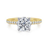 Stasia - 14K White-Yellow Gold Round Diamond Engagement Ring - 0.3 ct
