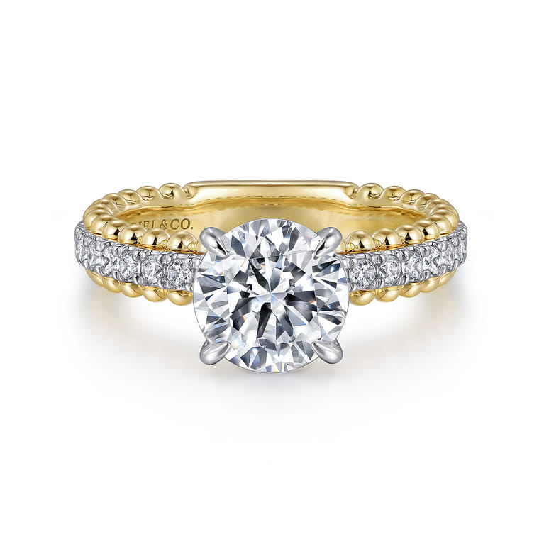 Addi - 14K White-Yellow Gold Round Diamond Engagement Ring - 0.25 ct - Shot 1