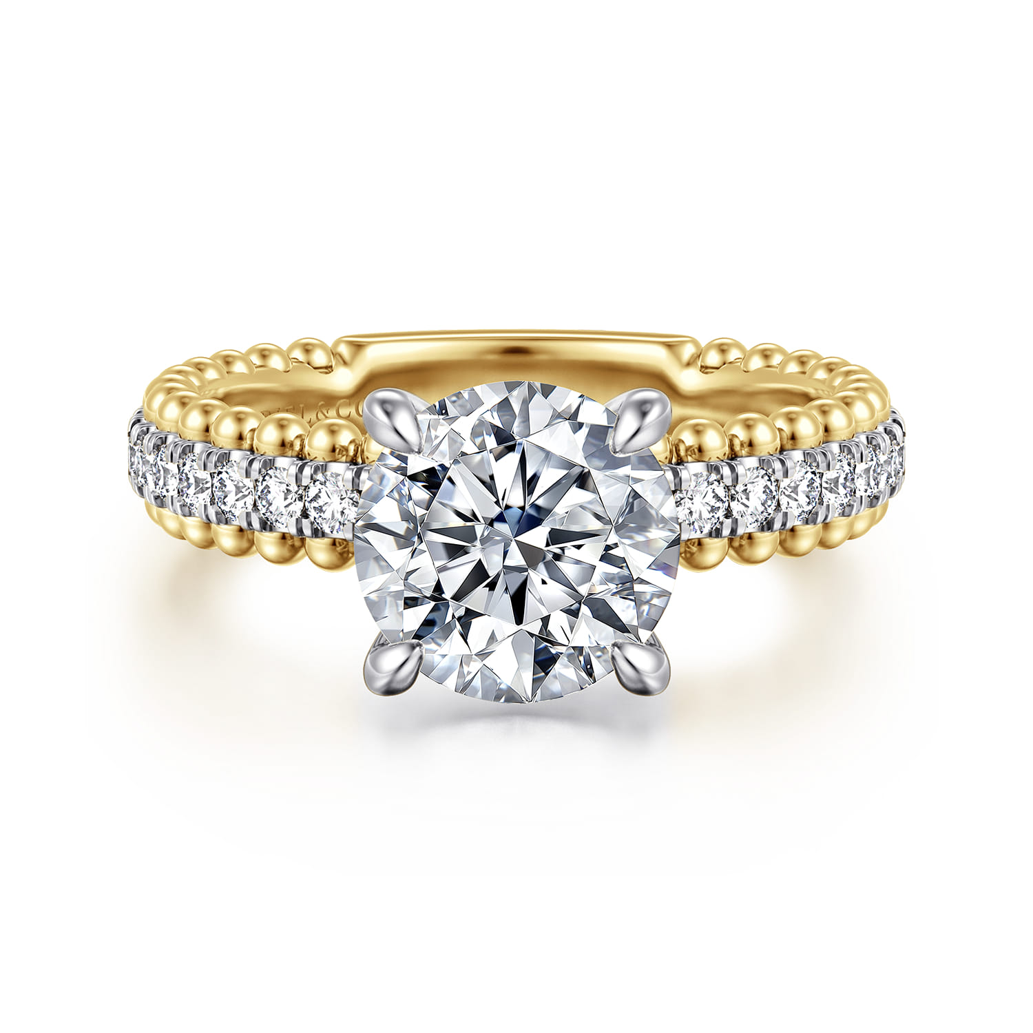 Addi - 14K White-Yellow Gold Round Diamond Engagement Ring - 0.27 ct - Shot 1