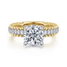 Addi - 14K White-Yellow Gold Round Diamond Engagement Ring - 0.27 ct