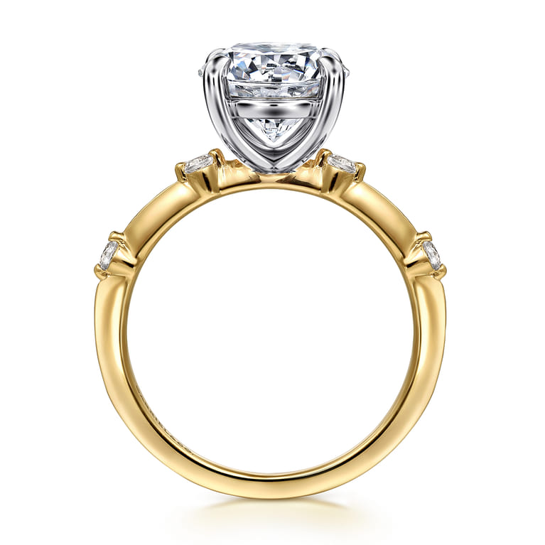 Frances - 14K White -Yellow Gold Round Diamond Engagement Ring - 0.12 ct - Shot 2