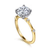 Frances - 14K White -Yellow Gold Round Diamond Engagement Ring - 0.12 ct