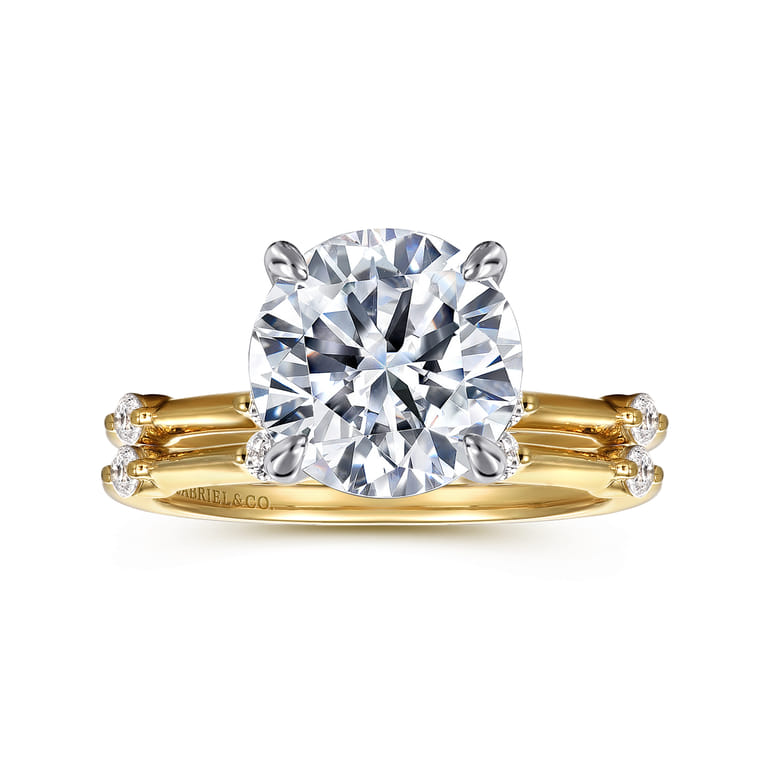 Frances - 14K White -Yellow Gold Round Diamond Engagement Ring - 0.12 ct - Shot 4