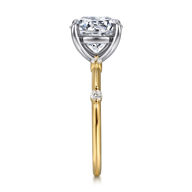 Frances - 14K White -Yellow Gold Round Diamond Engagement Ring - 0.12 ct - Shot 5