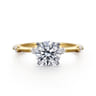 Frances - 14K White -Yellow Gold Round Diamond Engagement Ring - 0.12 ct