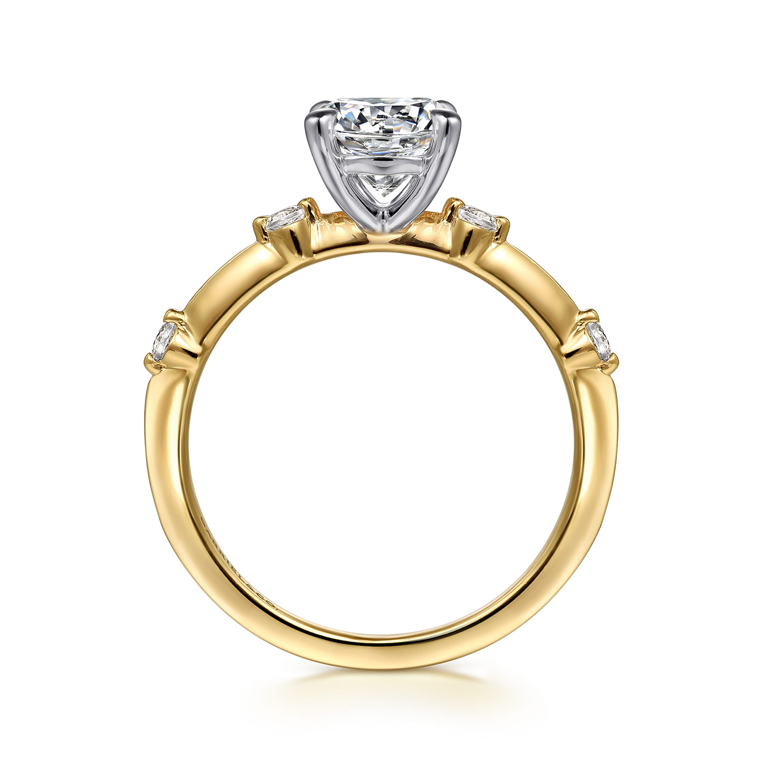 Frances - 14K White -Yellow Gold Round Diamond Engagement Ring - 0.12 ct - Shot 2