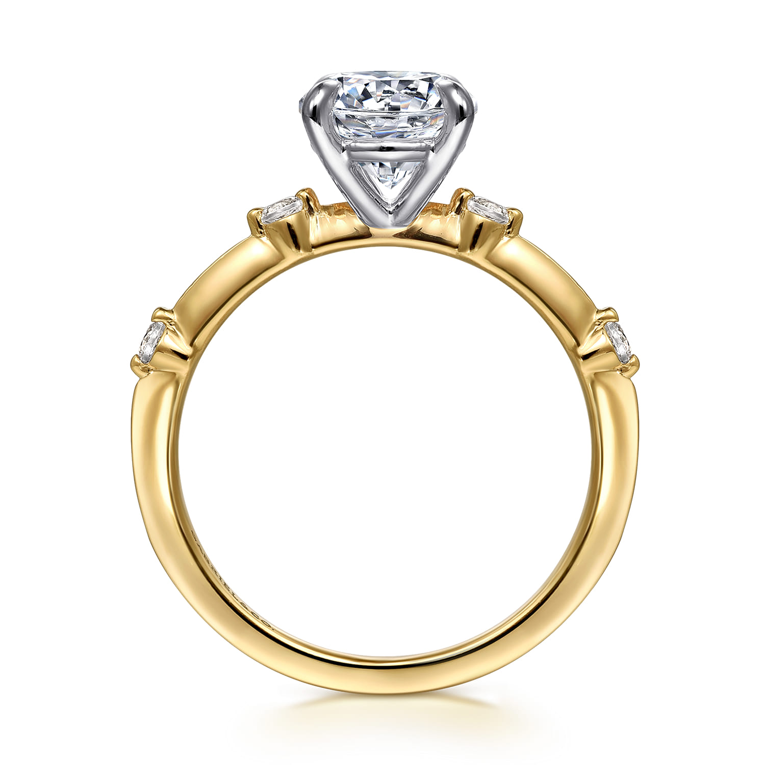 Frances - 14K White -Yellow Gold Round Diamond Engagement Ring - 0.12 ct - Shot 2
