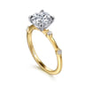 Frances - 14K White -Yellow Gold Round Diamond Engagement Ring - 0.12 ct