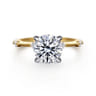 Frances - 14K White -Yellow Gold Round Diamond Engagement Ring - 0.12 ct