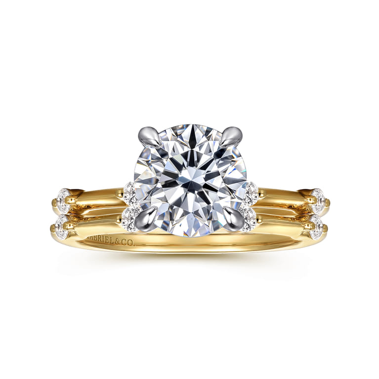 Frances - 14K White -Yellow Gold Round Diamond Engagement Ring - 0.12 ct - Shot 4