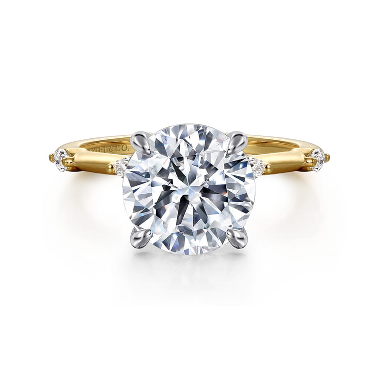 Marline - 14K White -Yellow Gold Round Diamond Engagement Ring - 0.17 ct - Shot 1