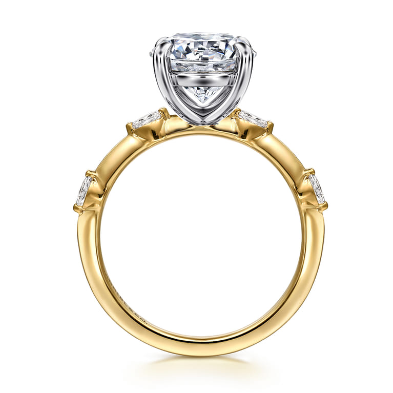 Marline - 14K White -Yellow Gold Round Diamond Engagement Ring - 0.17 ct - Shot 2