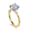Marline - 14K White -Yellow Gold Round Diamond Engagement Ring - 0.17 ct
