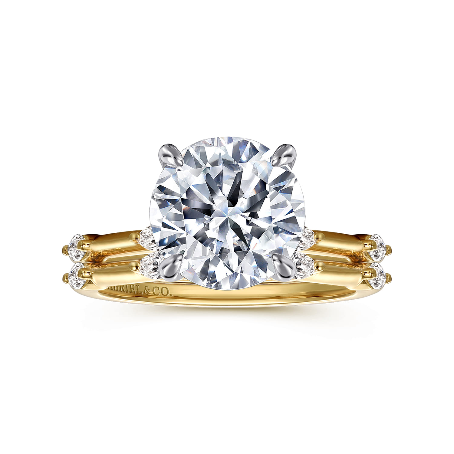 Marline - 14K White -Yellow Gold Round Diamond Engagement Ring - 0.17 ct - Shot 4