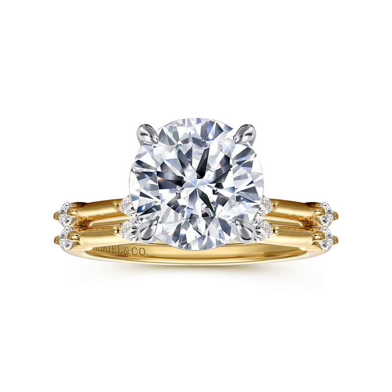 Marline - 14K White -Yellow Gold Round Diamond Engagement Ring - 0.17 ct - Shot 4