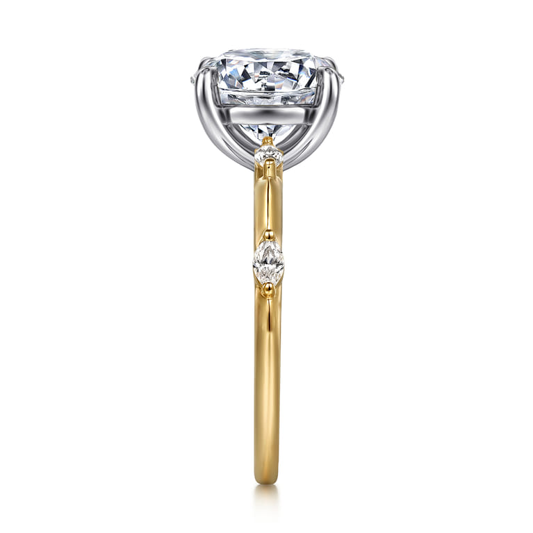 Marline - 14K White -Yellow Gold Round Diamond Engagement Ring - 0.17 ct - Shot 5