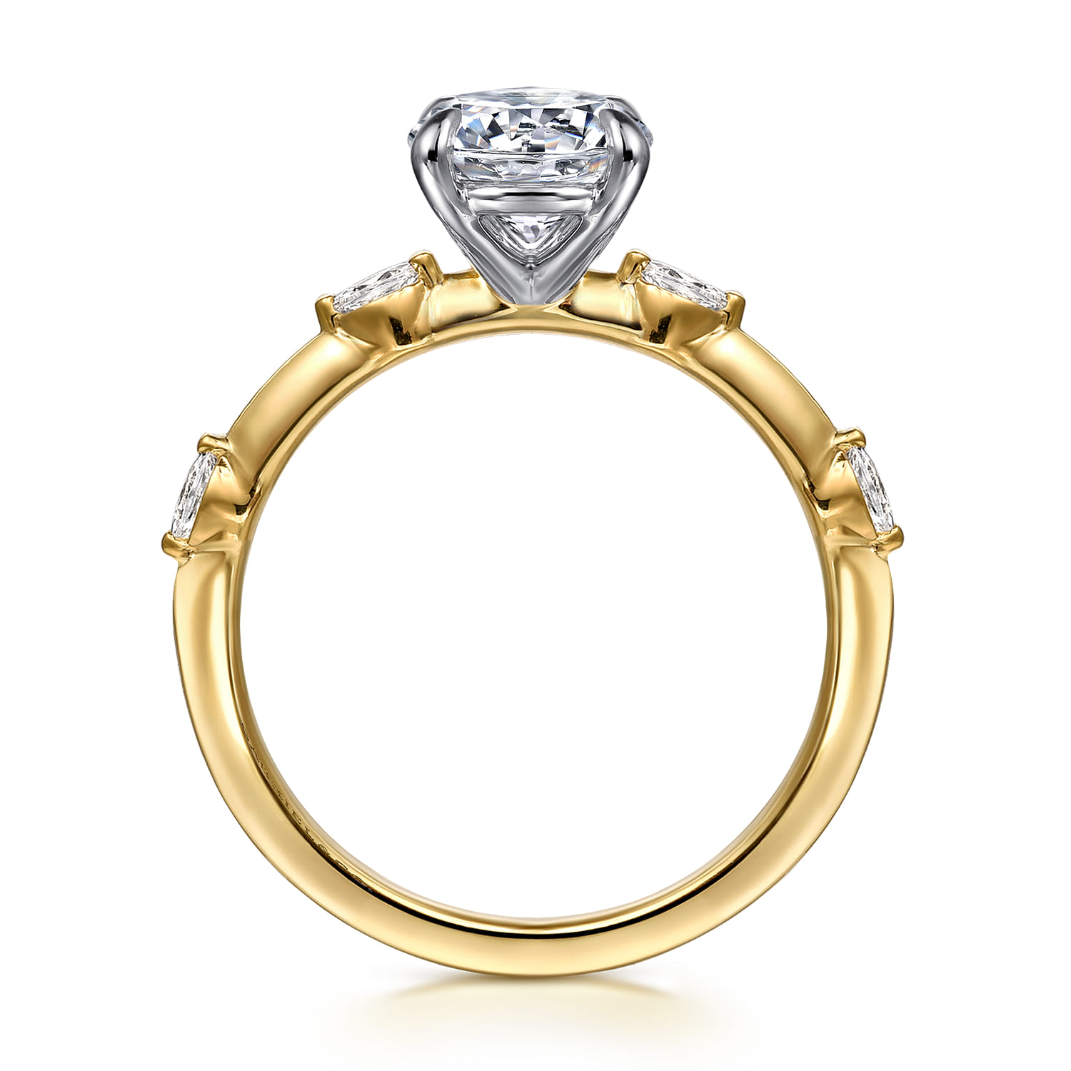 Marline - 14K White -Yellow Gold Round Diamond Engagement Ring - 0.17 ct - Shot 2