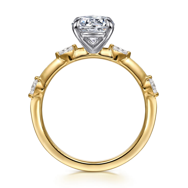Marline - 14K White -Yellow Gold Round Diamond Engagement Ring - 0.17 ct - Shot 2