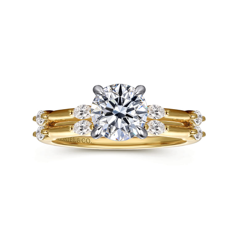 Marline - 14K White -Yellow Gold Round Diamond Engagement Ring - 0.17 ct - Shot 4