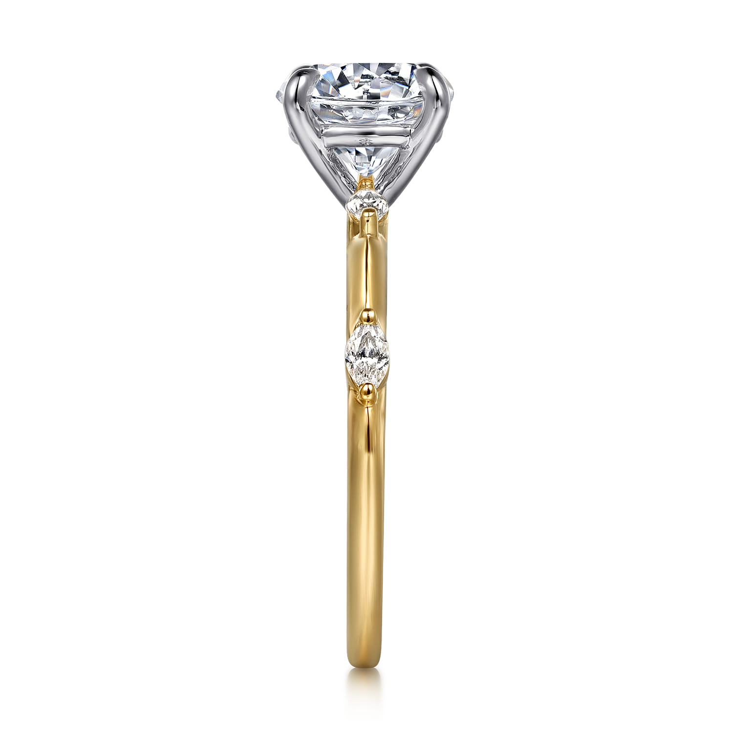 Marline - 14K White -Yellow Gold Round Diamond Engagement Ring - 0.15 ct - Shot 5