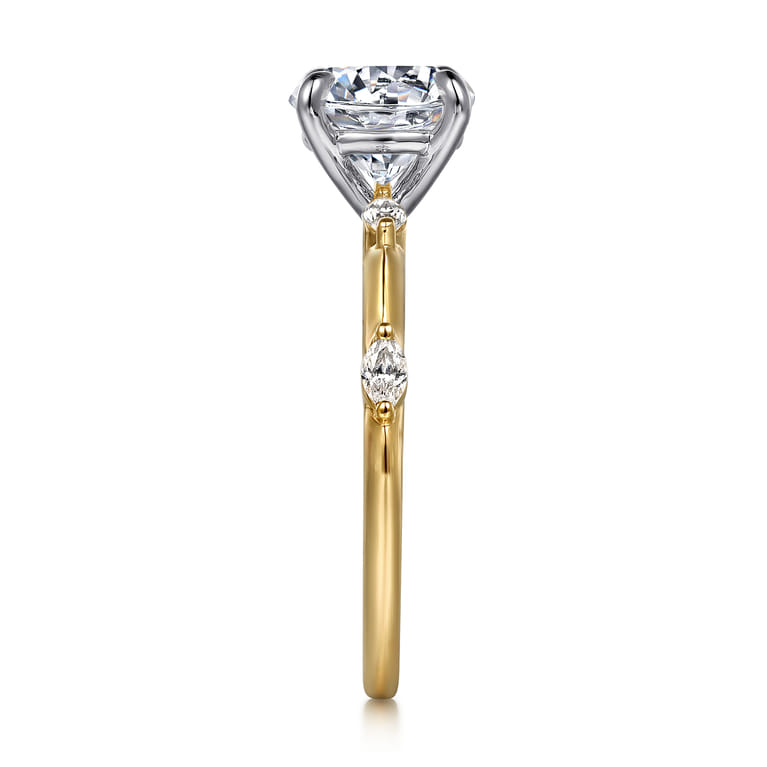 Marline - 14K White -Yellow Gold Round Diamond Engagement Ring - 0.15 ct - Shot 5