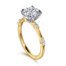 Marline - 14K White -Yellow Gold Round Diamond Engagement Ring - 0.17 ct