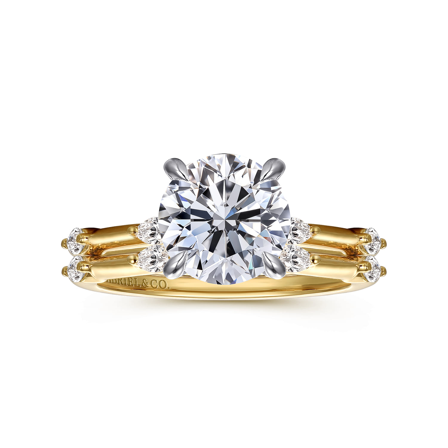 Marline - 14K White -Yellow Gold Round Diamond Engagement Ring - 0.17 ct - Shot 4