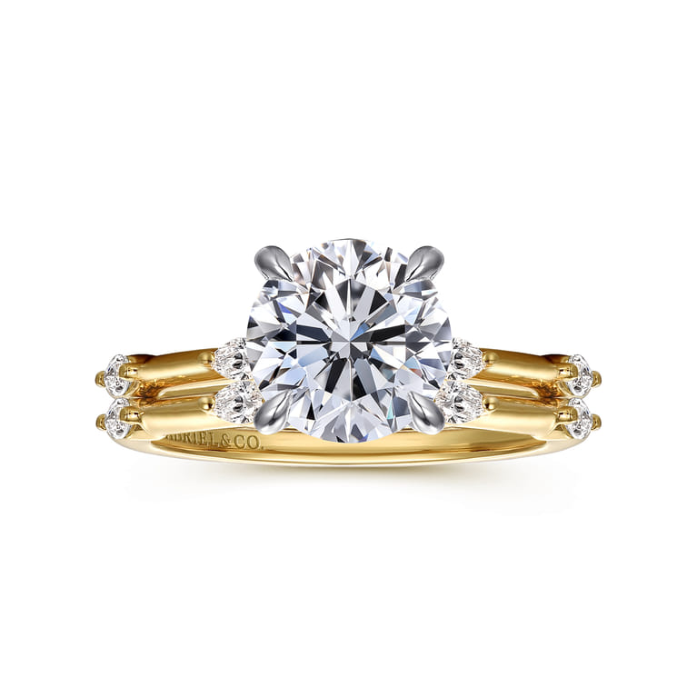 Marline - 14K White -Yellow Gold Round Diamond Engagement Ring - 0.17 ct - Shot 4