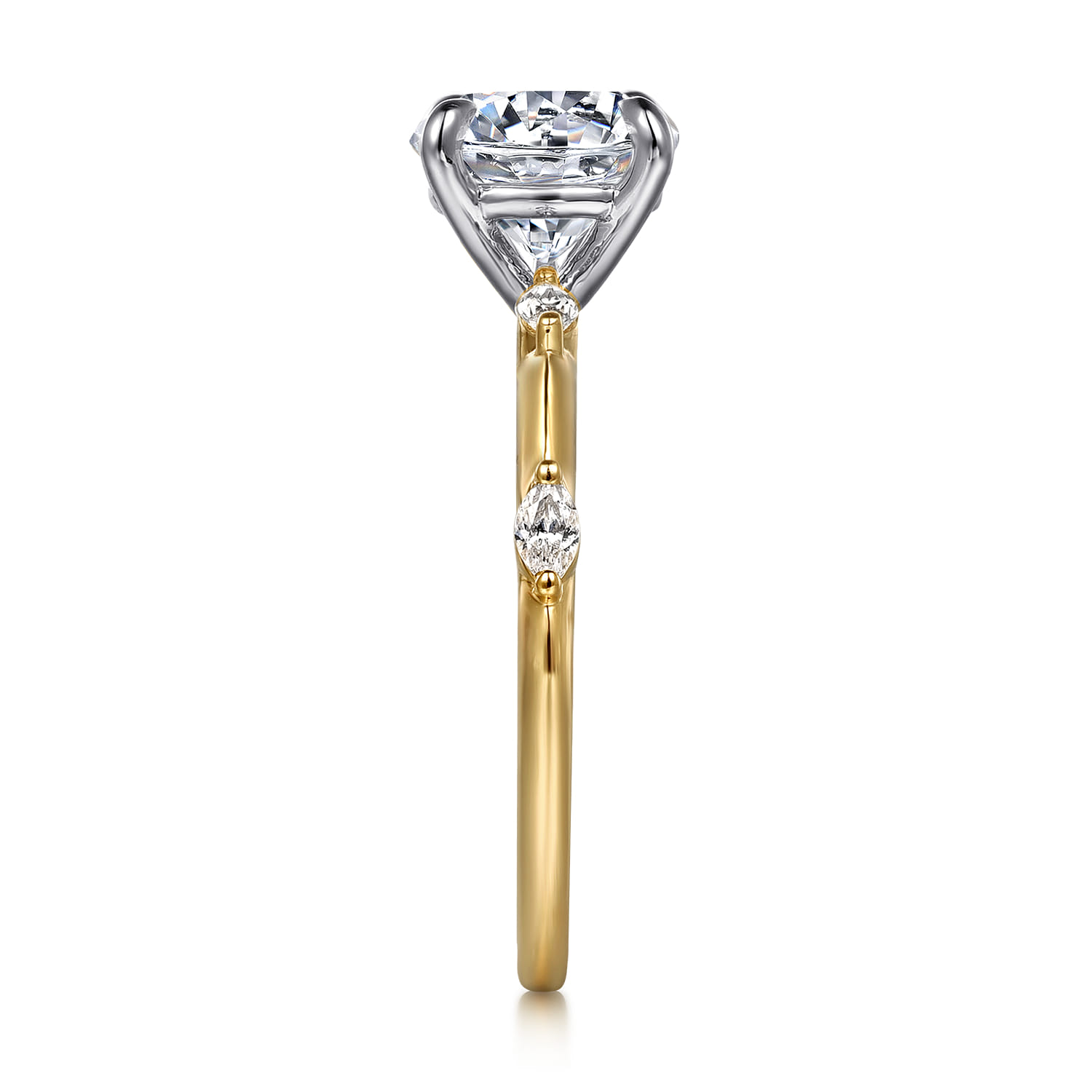 Marline - 14K White -Yellow Gold Round Diamond Engagement Ring - 0.17 ct - Shot 5