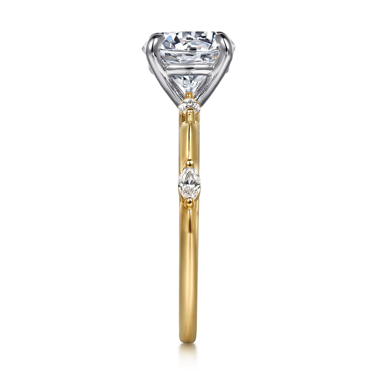 Marline - 14K White -Yellow Gold Round Diamond Engagement Ring - 0.17 ct - Shot 5