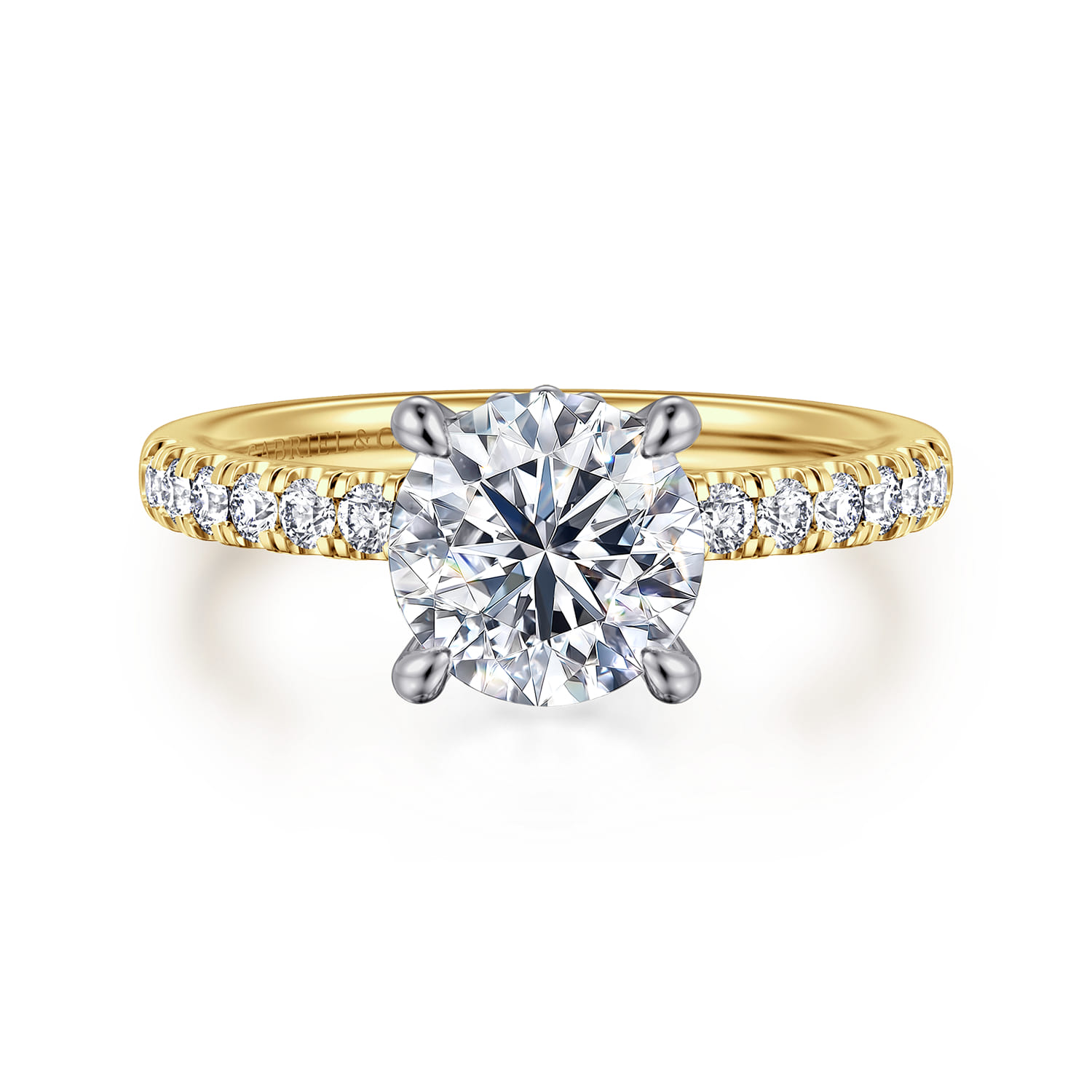 Carmellia - 14K White-Yellow Gold Round Diamond Engagement Ring - 0.25 ct - Shot 1