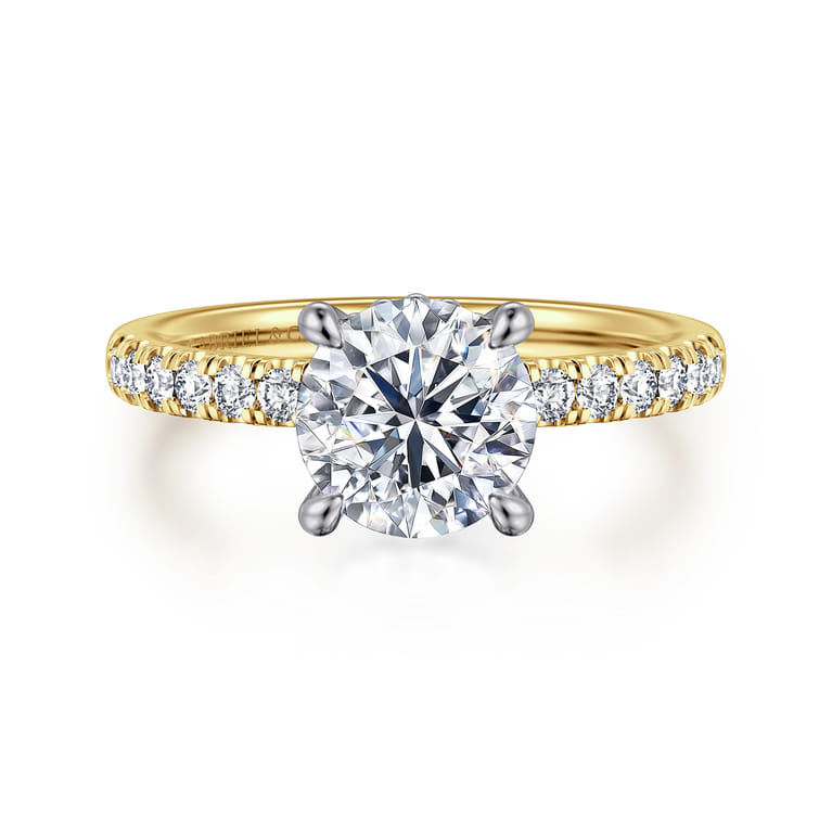 Carmellia - 14K White-Yellow Gold Round Diamond Engagement Ring - 0.25 ct - Shot 1