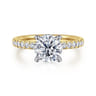 Carmellia - 14K White-Yellow Gold Round Diamond Engagement Ring - 0.25 ct