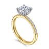 Carmellia - 14K White-Yellow Gold Round Diamond Engagement Ring - 0.25 ct