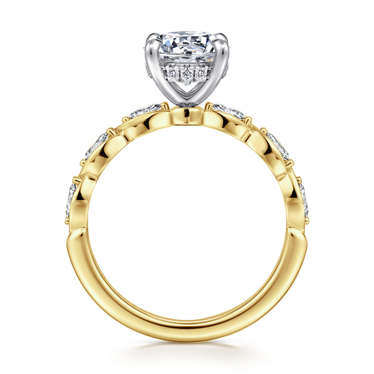 Claudia - 14K White-Yellow Gold Round Diamond Engagement Ring - 0.3 ct - Shot 2